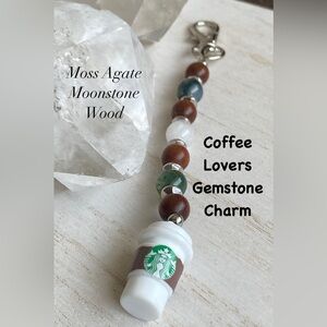 Coffee Lovers Gemstone Beaded Purse Charm Accessory